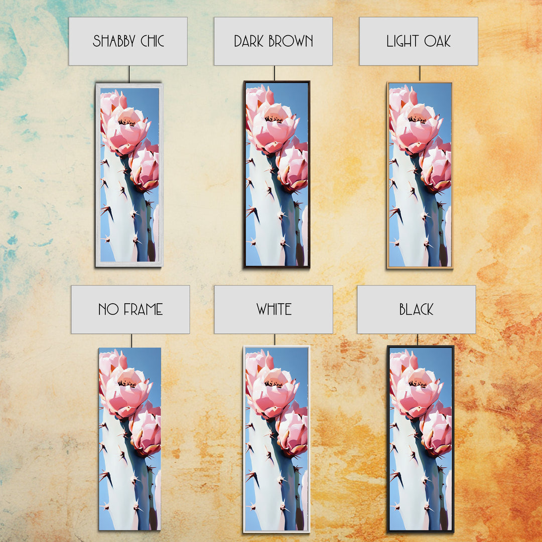 Blooming Cactus Painting Canvas Print, Southwest Wall Art, Botanical Prints, Pink Abstract Art, Desert Decor, Vertical Wall Art