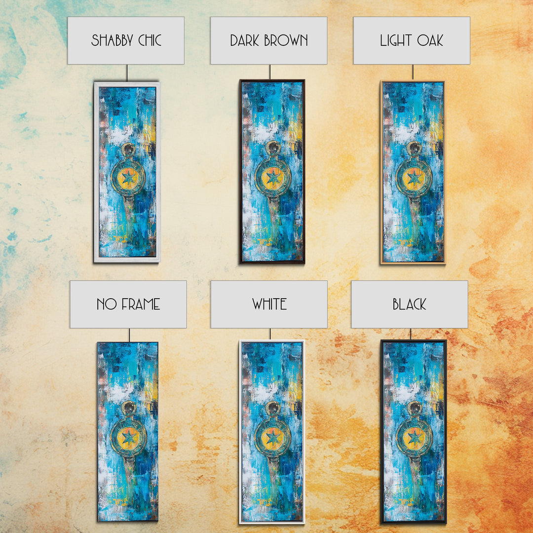 Compass Wall Art Framed Canvas Print, Nautical Wall Art, Blue and Green Wall Art, Coastal Decor, Rustic Art, Extra Wide Art, Farmhouse Art