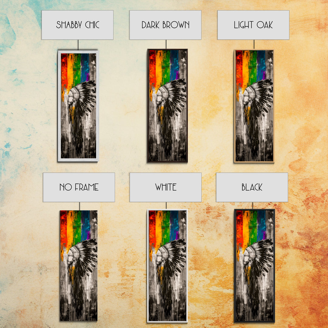 Black and White Headdress Canvas Print Moody Art African Art Dark Angels Wall Art Colorful Graffiti Wall Art Tall Narrow Art