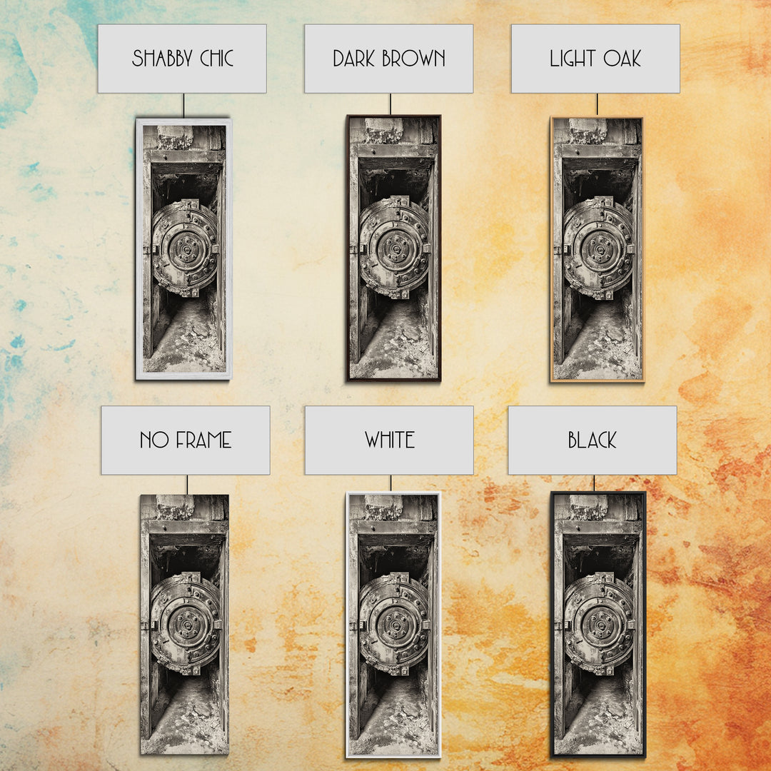 Abandoned Vault Door, Rustic Canvas Print, wabi sabi art, rustic decor, moody art, industrial wall art, antique architecture, above bed wall art