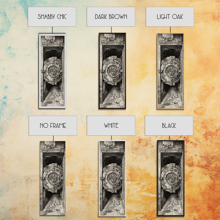 Abandoned Vault Door, Rustic Canvas Print, wabi sabi art, rustic decor, moody art, industrial wall art, antique architecture, above bed wall art