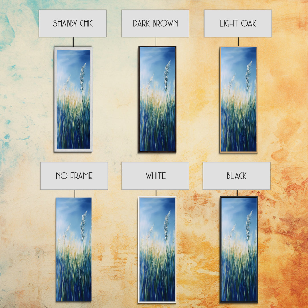 Bluegrass Field Wildflower Painting Framed Canvas Print Rustic Art Vertical Wall Art Farmhouse Art Botanical Prints