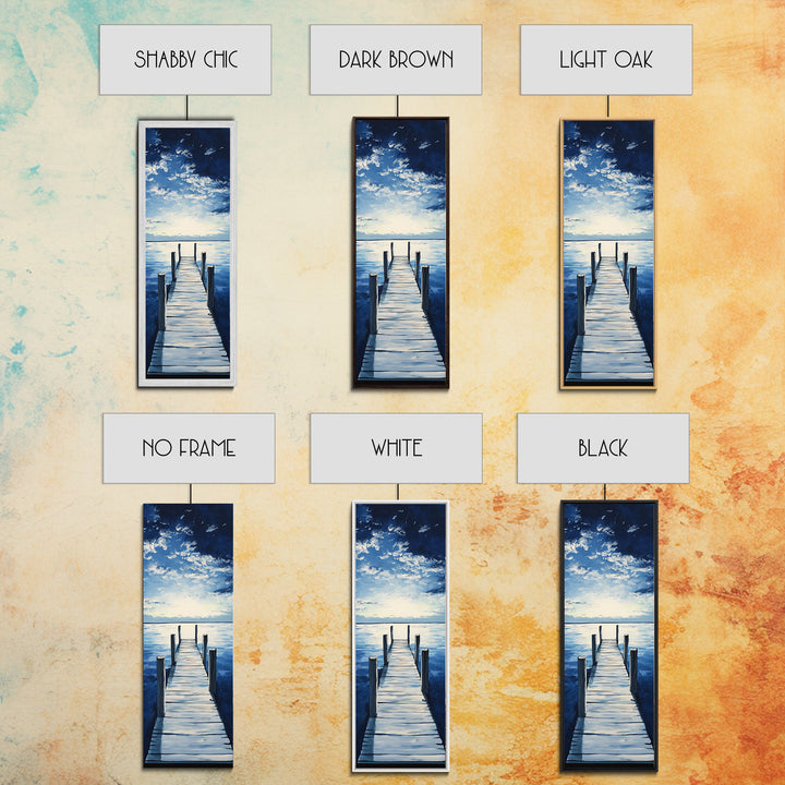 Dockside Tranquility Coastal Wall Art Framed Canvas Print Nautical Painting Blue and Green Wall Art Above Sofa Art Lake Tahoe Art