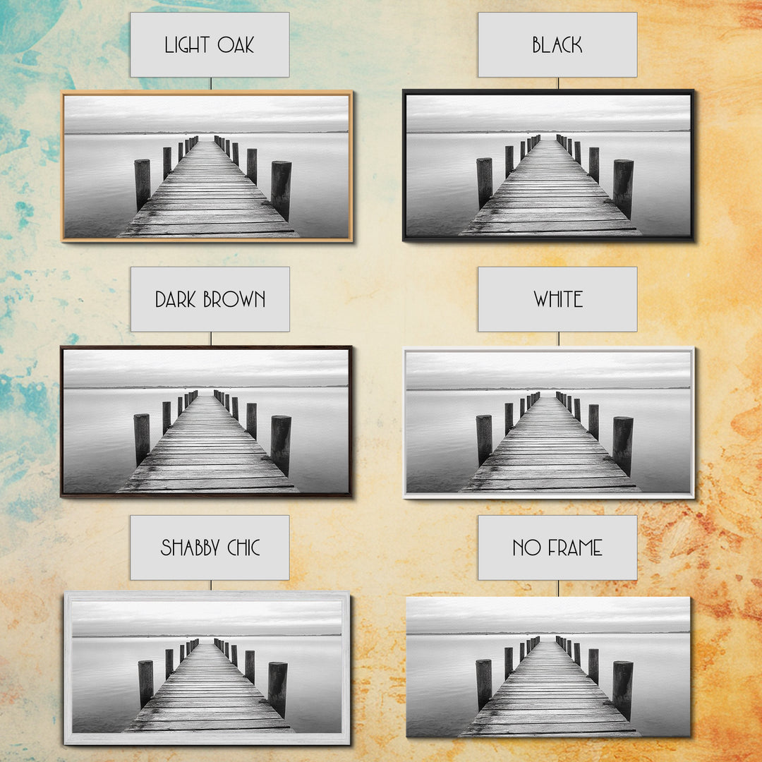 Dock, Nautical Wall Art, Extra Wide Art, Coastal Decor, Moody Art, Minimalist Art, Above Bed Wall Art, Framed Canvas Print