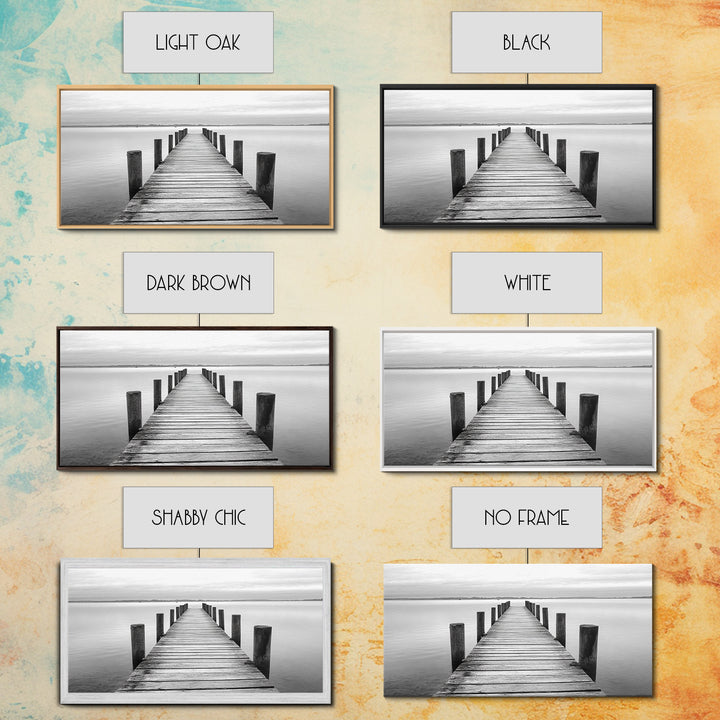 Dock, Nautical Wall Art, Extra Wide Art, Coastal Decor, Moody Art, Minimalist Art, Above Bed Wall Art, Framed Canvas Print