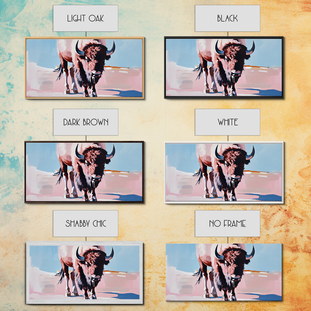 Bison, western art, rustic wall art, framed canvas print, above couch art, farmhouse art, black cowgirl painting, original painting