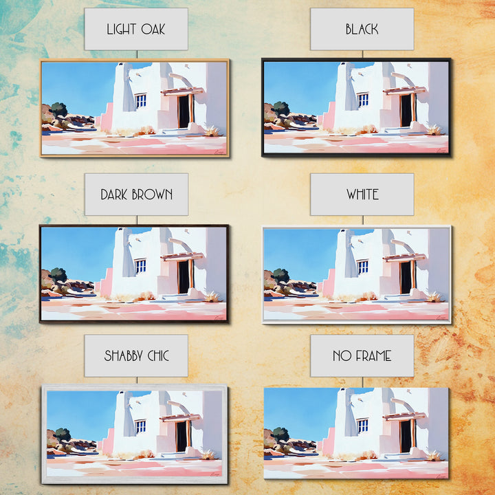 Adobe house, southwest art, rustic decor, framed canvas print, landscape painting, minimalist art, extra wide art, Joshua tree art