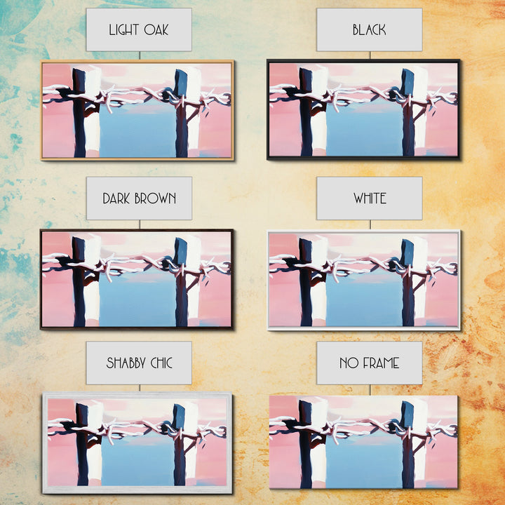 Barbed Wire Fence, rustic decor, pink abstract art, southwest wall art, minimalist art, boho art, framed canvas print