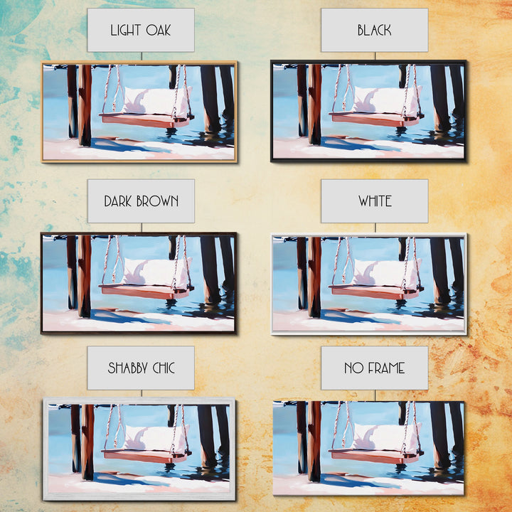 Coastal Swing Painting, Nautical Wall Art, Coastal Decor, Beach House Art, Panoramic Art, Canvas Print, Rustic Art, Guest Room Art