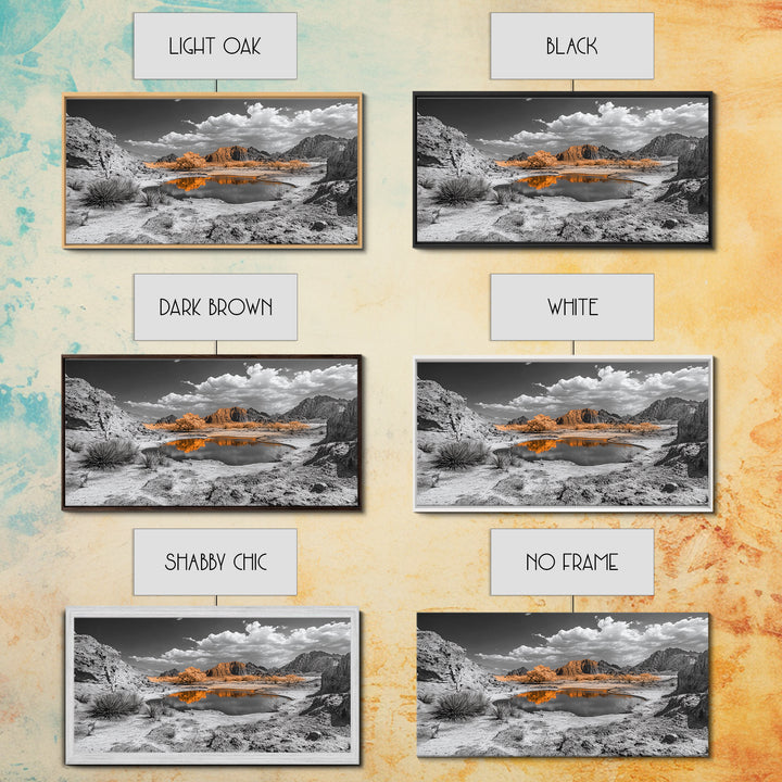 Desert Oasis Reflection Canvas Print Joshua Tree Art Southwest Wall Art Panoramic Art Above Sofa Art Gift Idea Rustic Wall Art