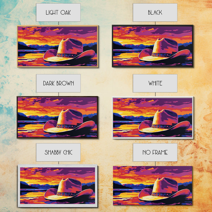 Cowboy Hat, coastal cowgirl wall art, rustic decor, landscape painting, western painting, Canvas Print, farmhouse art, southwest wall art