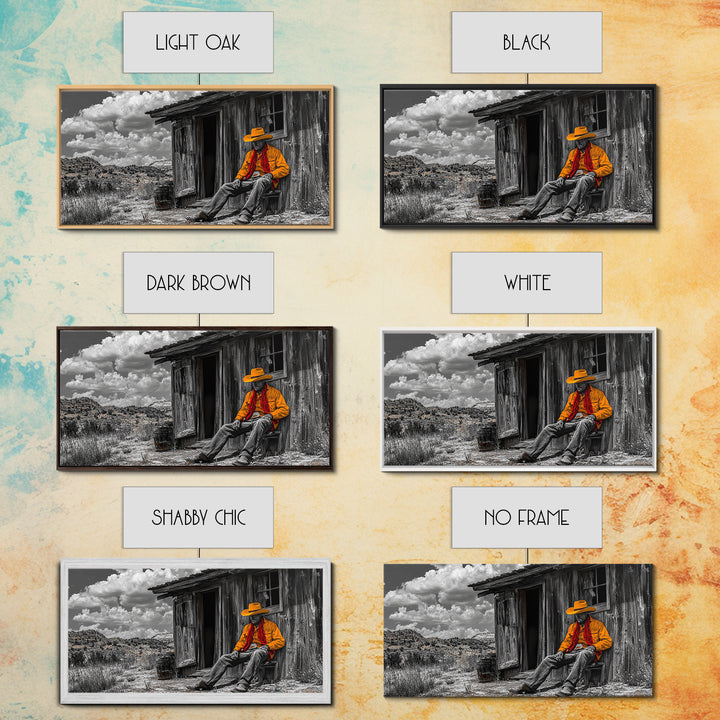 Cowboy Cabin Framed Canvas Print | Rustic Wall Art | Southwest Decor | Chicano Art | Above Couch Art | Moody Art | Western Landscape Art