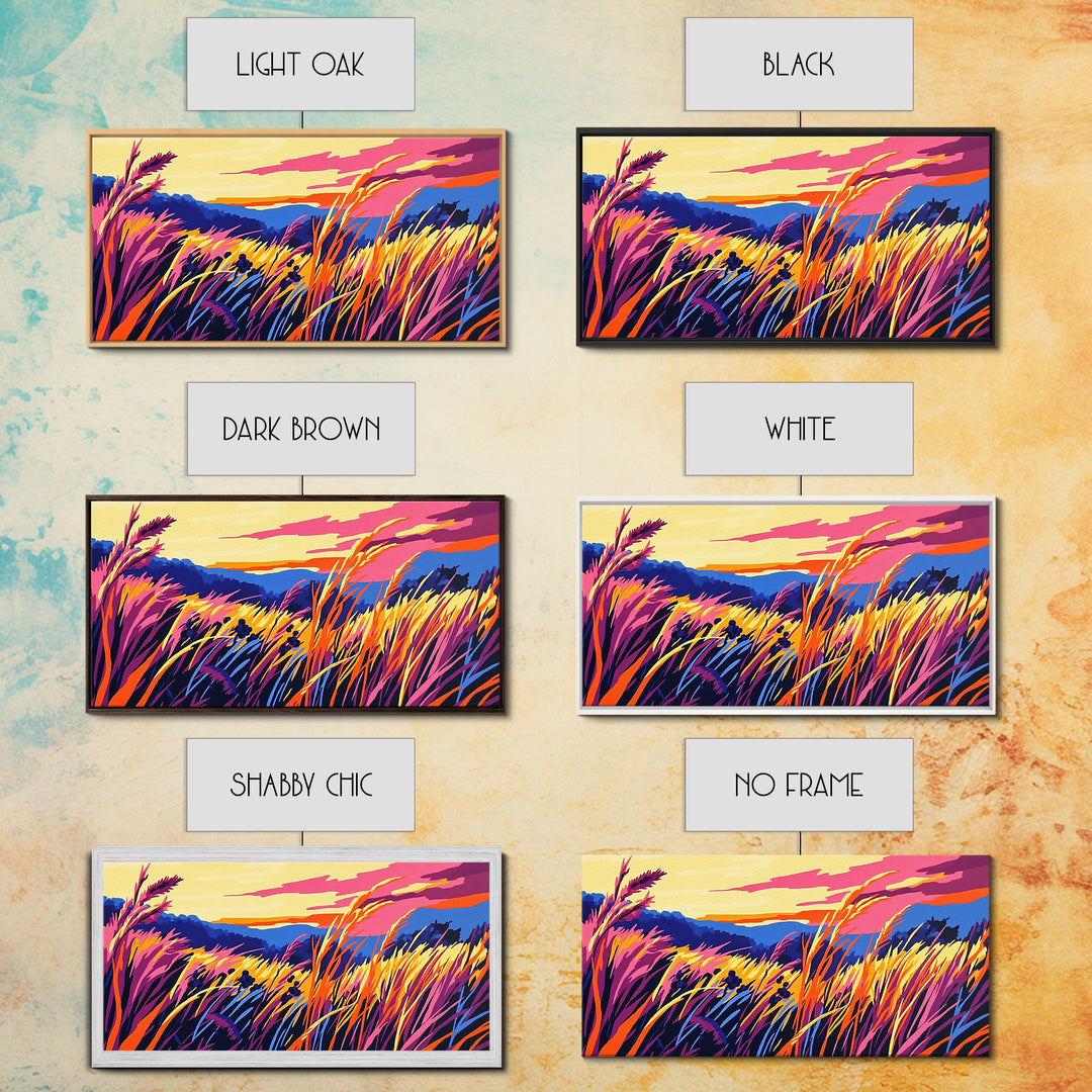 Autumn Field Landscape, fall wall art, panoramic painting, extra wide art, rustic wall art, farmhouse art, canvas print