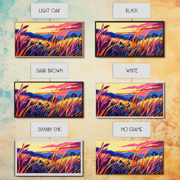 Autumn Field Landscape, fall wall art, panoramic painting, extra wide art, rustic wall art, farmhouse art, canvas print