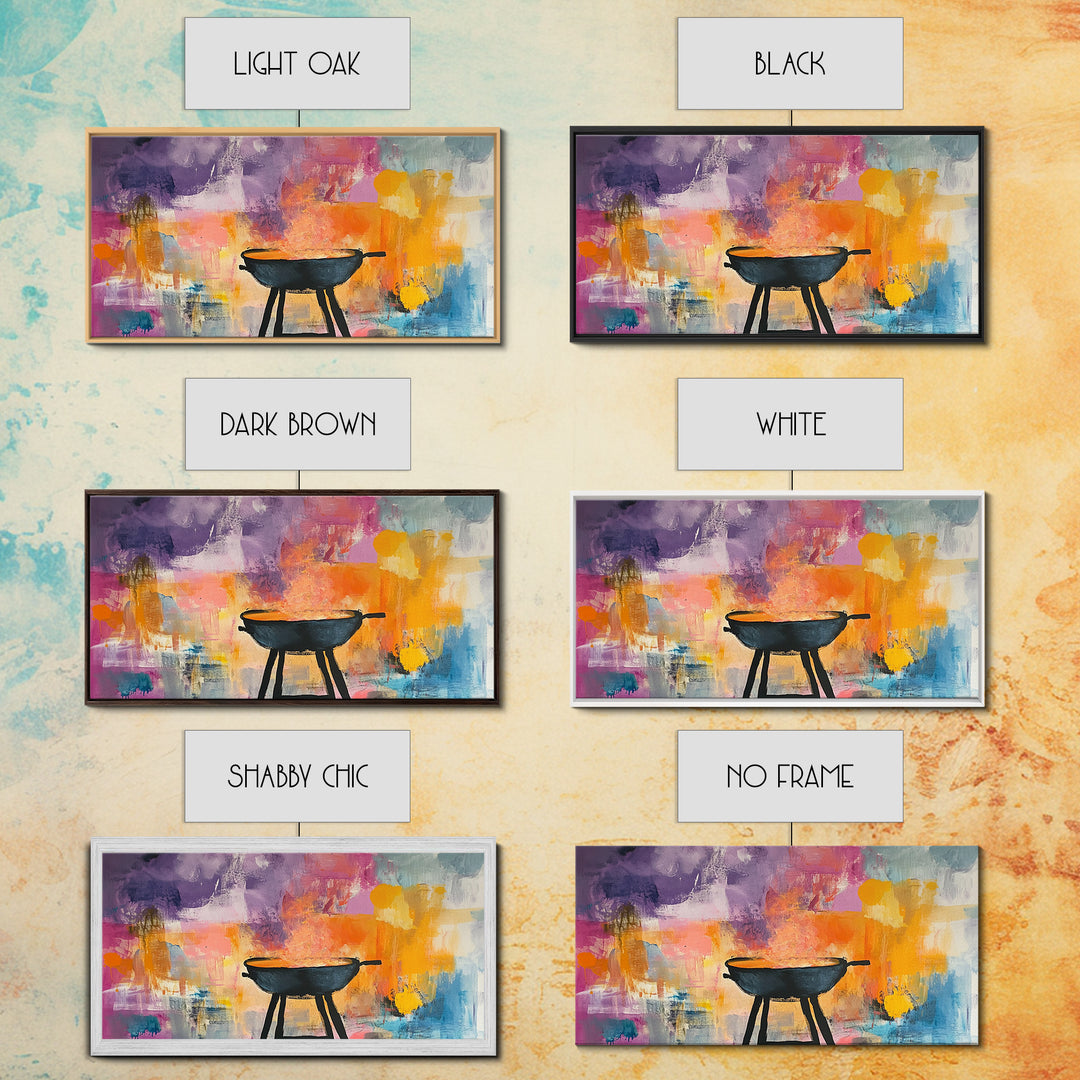 Campfire Art, Rustic Decor, Wild West Painting, Moody Wall Art, Extra Wide Art, Cozy Home Decor, Autumn Painting, Framed Canvas Print