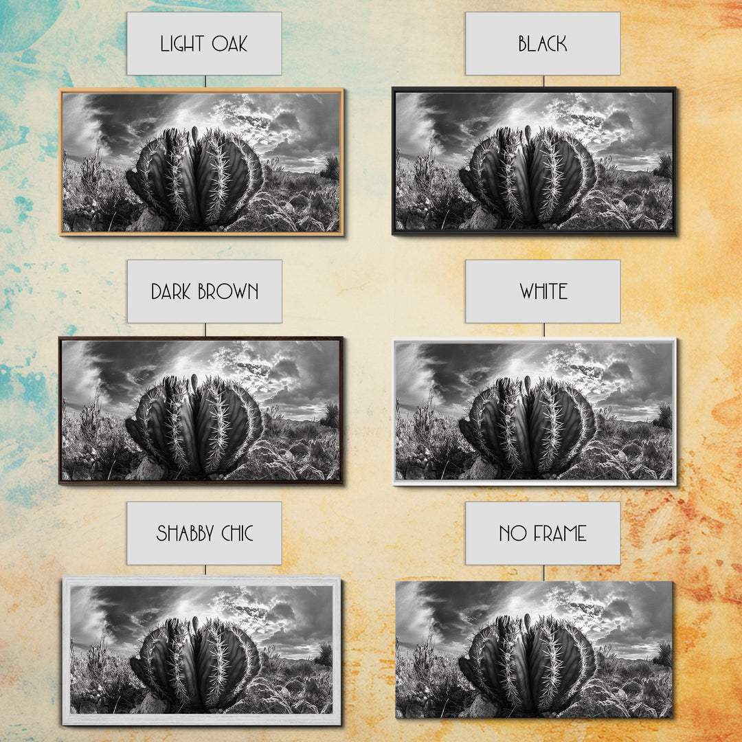 Desert Cactus, southwest wall art, Joshua tree art, rustic art, landscape painting, desert decor, panoramic art, Canvas Print