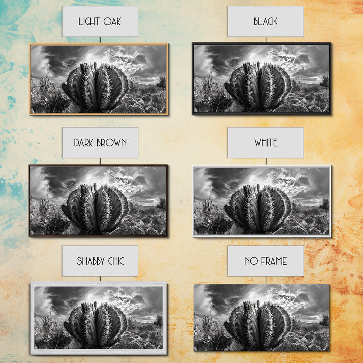 Desert Cactus, southwest wall art, Joshua tree art, rustic art, landscape painting, desert decor, panoramic art, Canvas Print