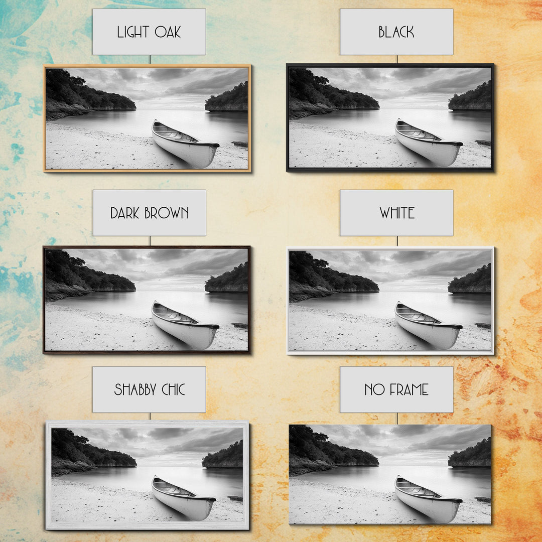 Rowboat, Seascape Painting, Nautical Wall Art, Extra Wide Art, Rustic Wall Art, Coastal Painting, Minimalist Art, Framed Canvas Print