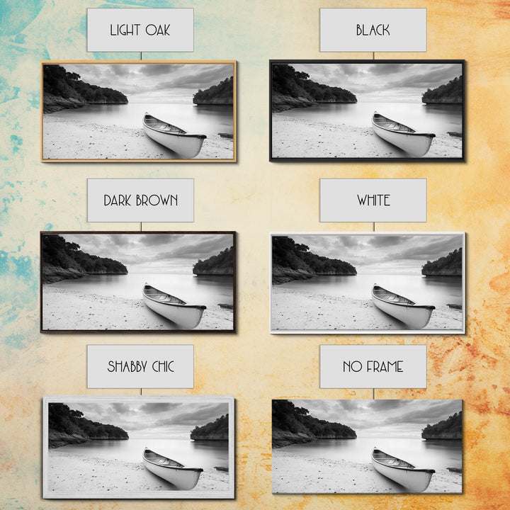 Rowboat, Seascape Painting, Nautical Wall Art, Extra Wide Art, Rustic Wall Art, Coastal Painting, Minimalist Art, Framed Canvas Print