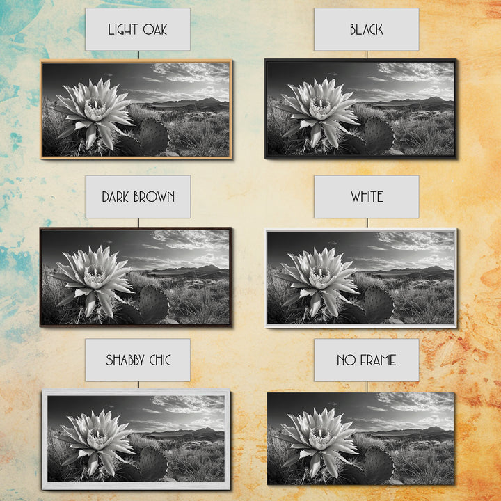 Cactus Bloom, botanical prints, wildflower painting, nature art, scenic mountain landscape, rustic wall art, southwest decor, Framed Canvas Print