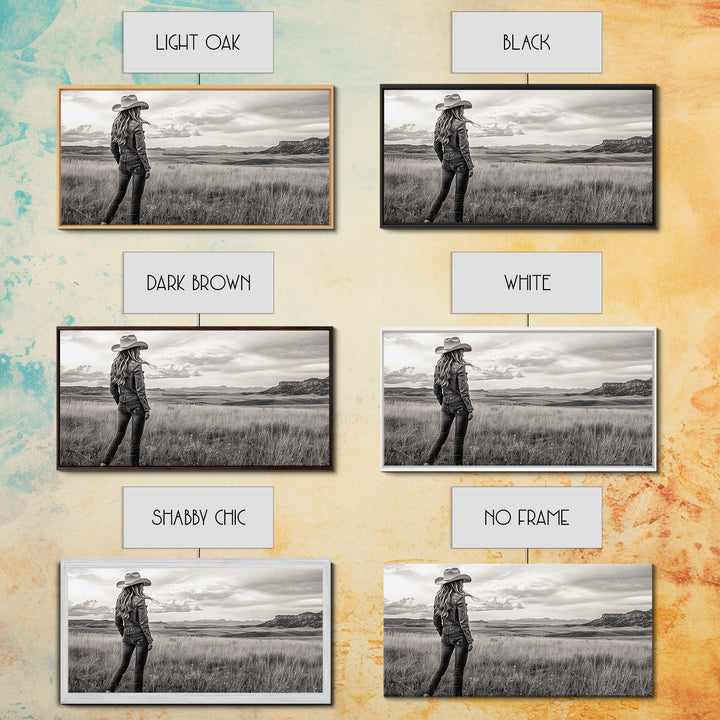 Black and White Cowgirl, western art, rustic decor, cowboy painting, southwest wall art, country art, black and white photography