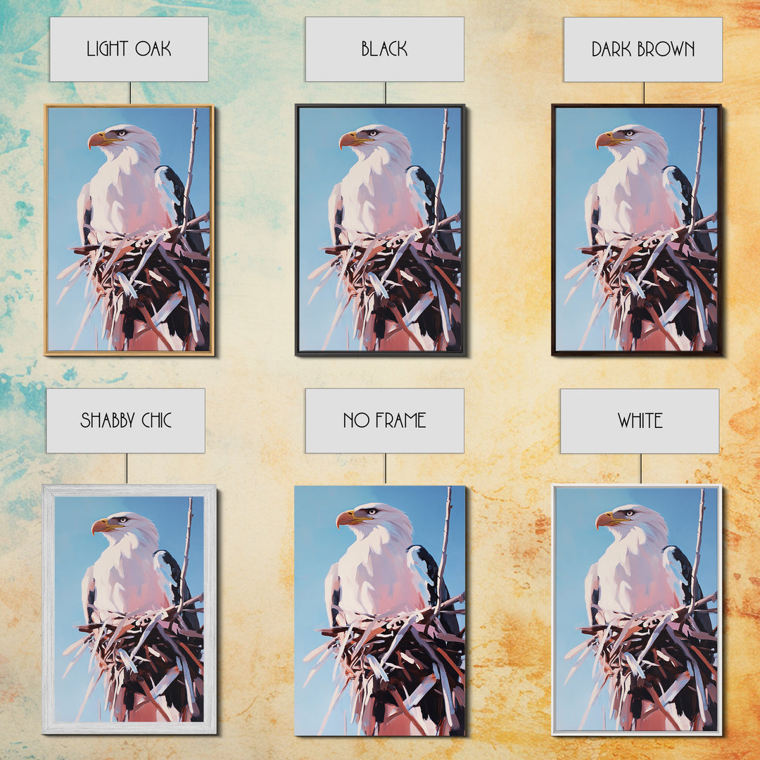 Bald Eagle Nest, bird art, wildlife painting, nature decor, rustic art, farmhouse art, gift idea for him, canvas print