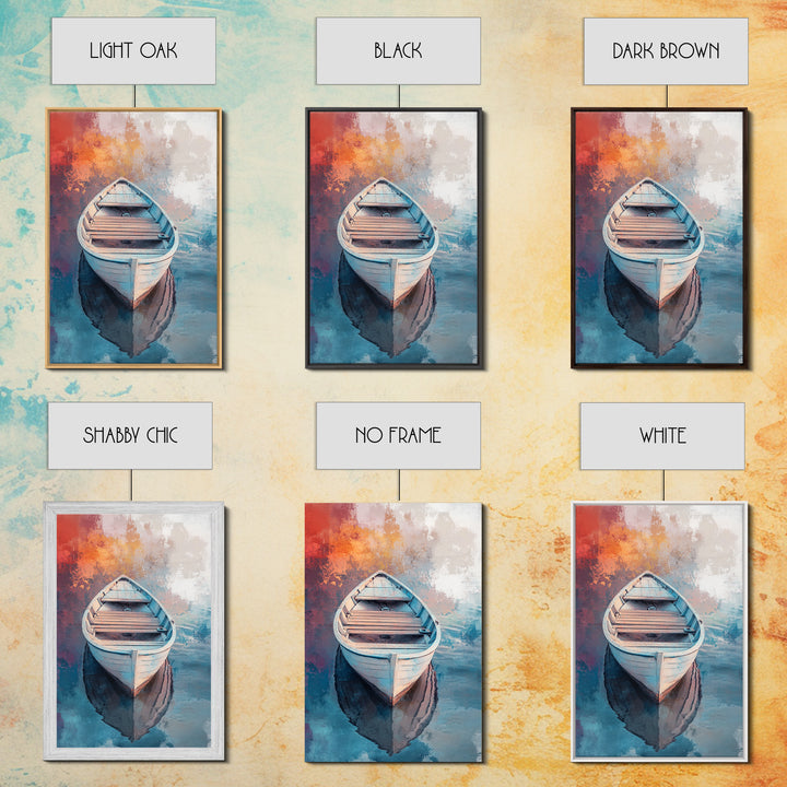 Rowboat Painting, Nautical Wall Art, Coastal Landscape Art, Rustic Water Scene, Framed Canvas Print, Lakehouse Decor, Gift Idea