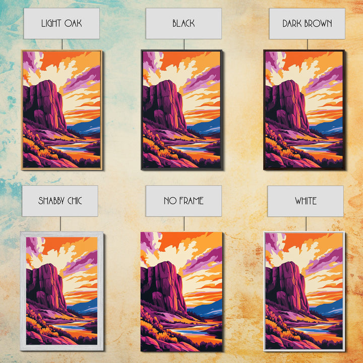 Mountain Painting, Bold Landscape Art, Orange Purple Wall Decor, Southwest Wall Art, Framed Canvas Print, Nature Inspired Artwork