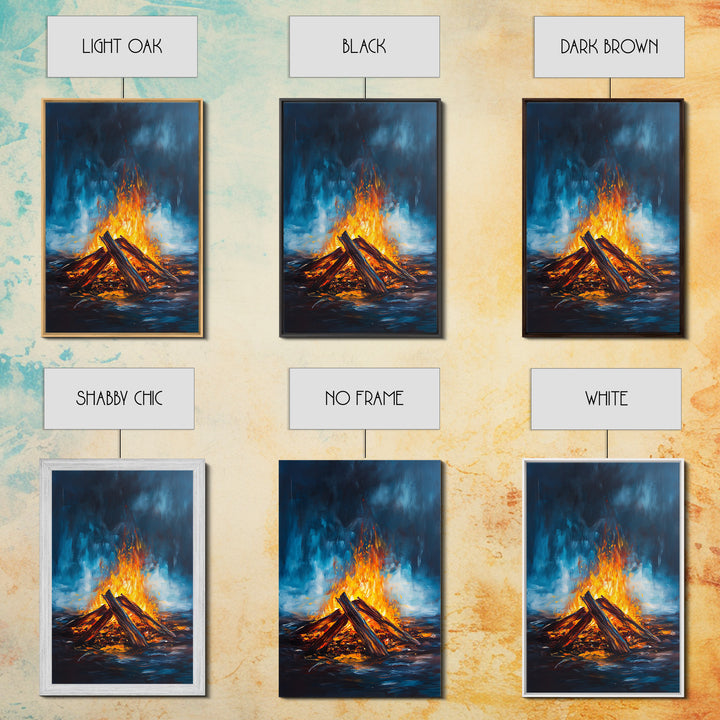 Bonfire Night, Moody Art, Rustic Decor, Canvas Print, Fire Art, Dark Romance Painting, Fall Wall Art, Cozy Living Room Art, Gift Idea