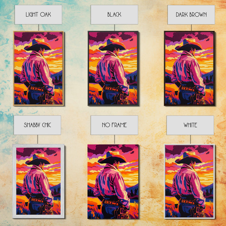Western Cowboy, Sunset Art, Rustic Wall Art, Coastal Cowgirl Wall Art, Canvas Print, Landscape Painting, Moody Art, Gift Idea For Him