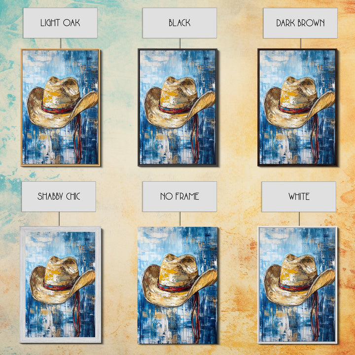Cowboy Hat, Western Decor, Rustic Wall Art, Coastal Cowgirl Wall Art, Canvas Print, Gift Idea For Him, Farmhouse Art, Bedroom Art