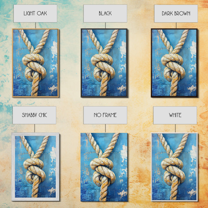 Nautical Knot, Coastal Wall Art, Framed Canvas Print, nautical decor, rustic art, textured painting, nautical painting, coastal cowgirl wall art