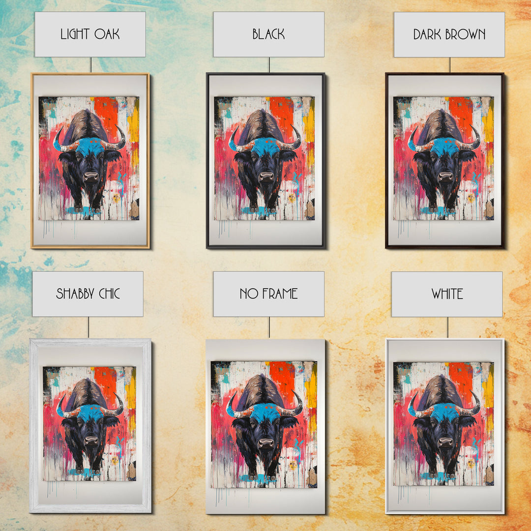 Bold Bison, Modern Southwest Art, Bull And Bear Art, Rustic Decor, Framed Canvas Print, Western Wall Art, Moody Art, Ranch Home Art