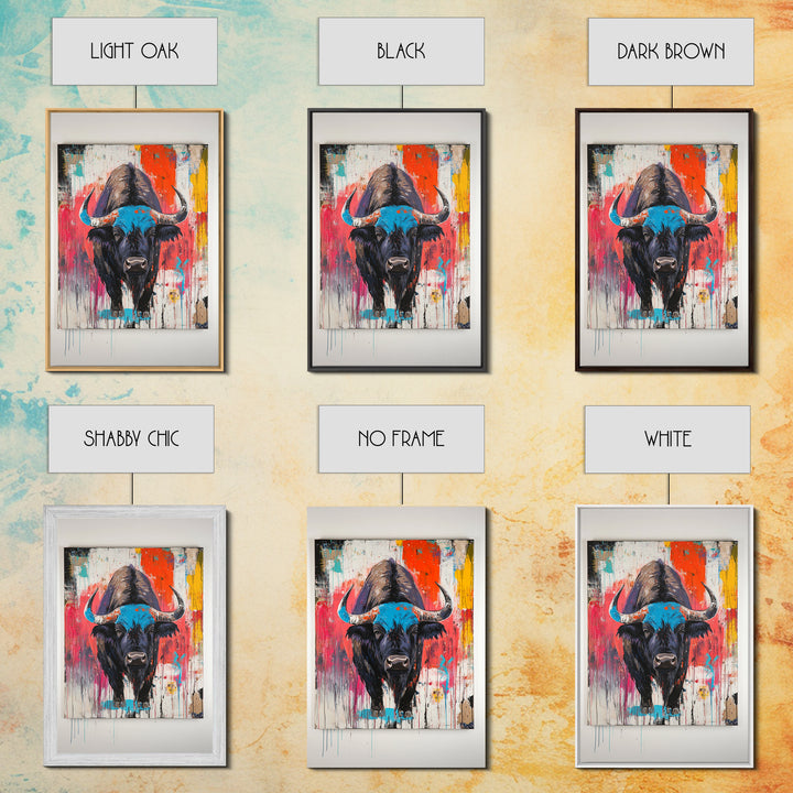 Bold Bison, Modern Southwest Art, Bull And Bear Art, Rustic Decor, Framed Canvas Print, Western Wall Art, Moody Art, Ranch Home Art