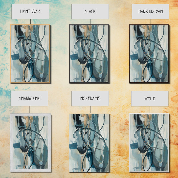 Abstract Horse, Moody Art, Horse Wall Art, Coastal Cowgirl Wall Art, Framed Canvas Print, Equestrian Decor, Rustic Art, Farmhouse Style