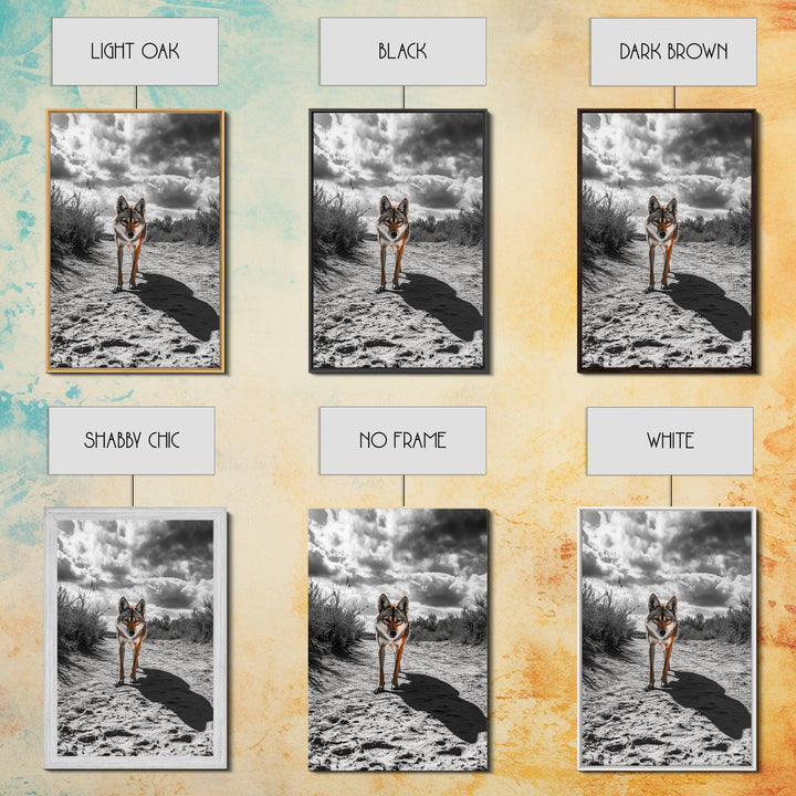 Desert Wolf, Wildlife Painting, Moody Art, Southwest Wall Art, Rustic Decor, Nature Scene, Canvas Print, Farmhouse Art