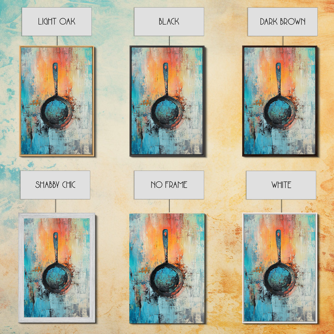 Abstract Frying Pan, kitchen art, food review kitchen art, rustic decor, geometric wall art, coffee wall art, Canvas Print