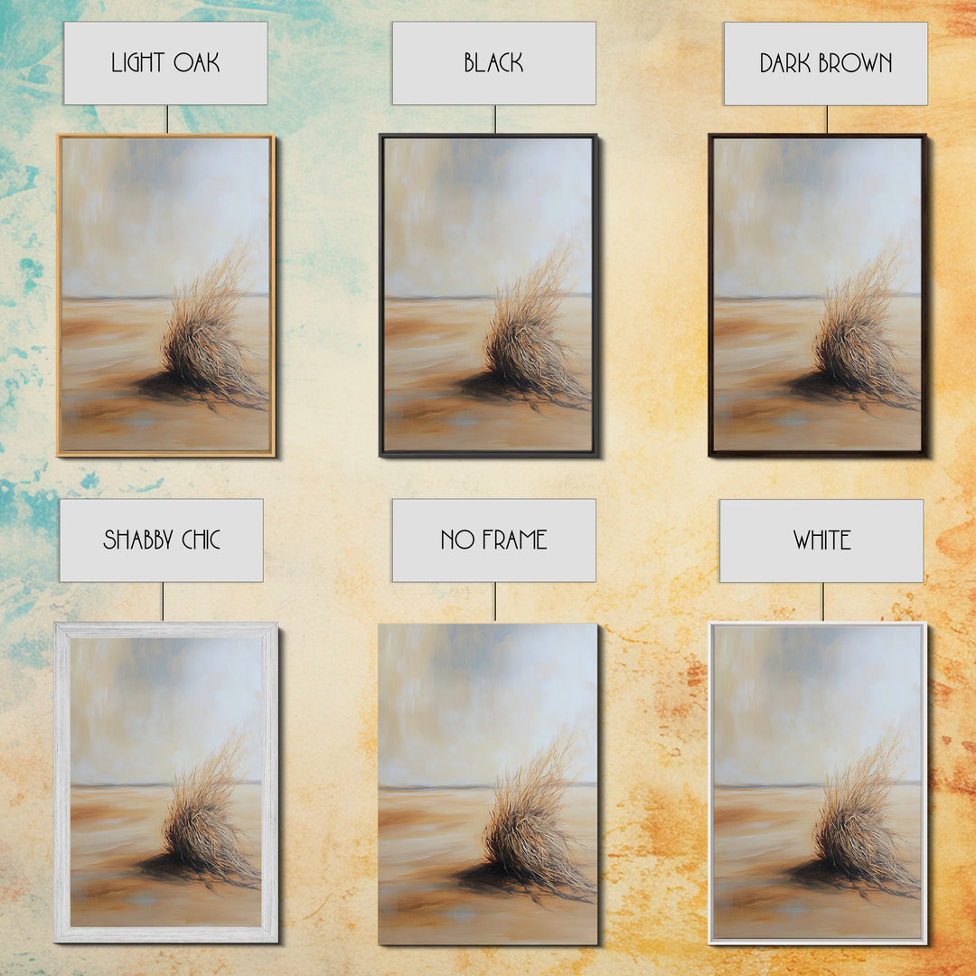 Desert Tumbleweed, southwest wall art, wabi sabi art, minimalist art, rustic decor, moody art, landscape painting, Canvas Print