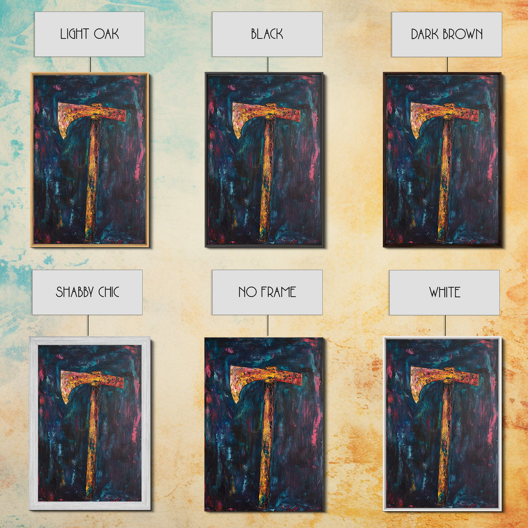 Rustic Axe Painting, dark romance painting, moody art, abstract texture art, framed canvas print, original painting, gift idea, southwest wall art