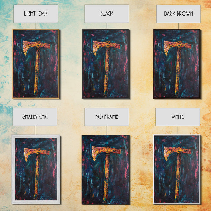 Rustic Axe Painting, dark romance painting, moody art, abstract texture art, framed canvas print, original painting, gift idea, southwest wall art