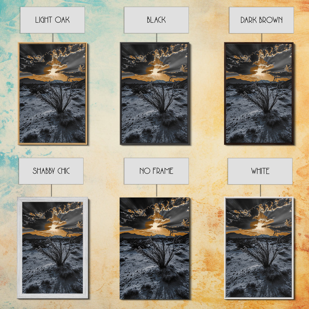 Desert Sunset, Joshua Tree Art, Moody Art, Southwest Wall Art, Landscape Painting, Rustic Art, Framed Canvas Print, Gift Idea