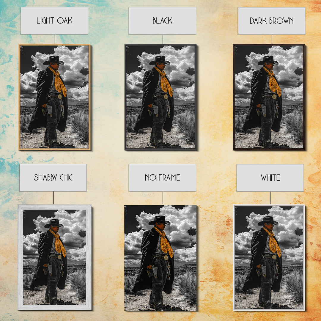 Cowboy Art, Western Wall Art, Black Cowgirl Painting, Southwest Decor, Moody Art, Rustic Home Decor, Framed Canvas Print, Gift Idea