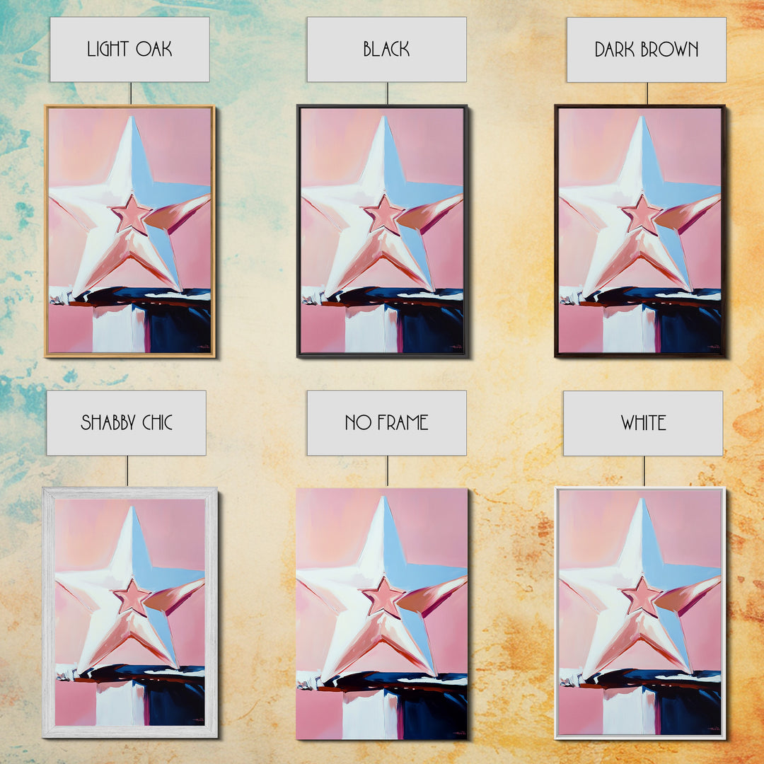 Pastel Star Painting, Light Pink Wall Art, Abstract Star Art, Whimsical Art, Matisse Wall Art, Canvas Print, Minimalist Art, Bedroom Art