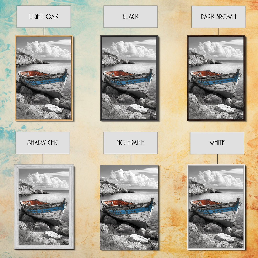 Rustic Boat Painting, Coastal Decor, Nautical Wall Art, Seascape Painting, Beach House Art, Gift Idea, Canvas Print, Wabi Sabi Art