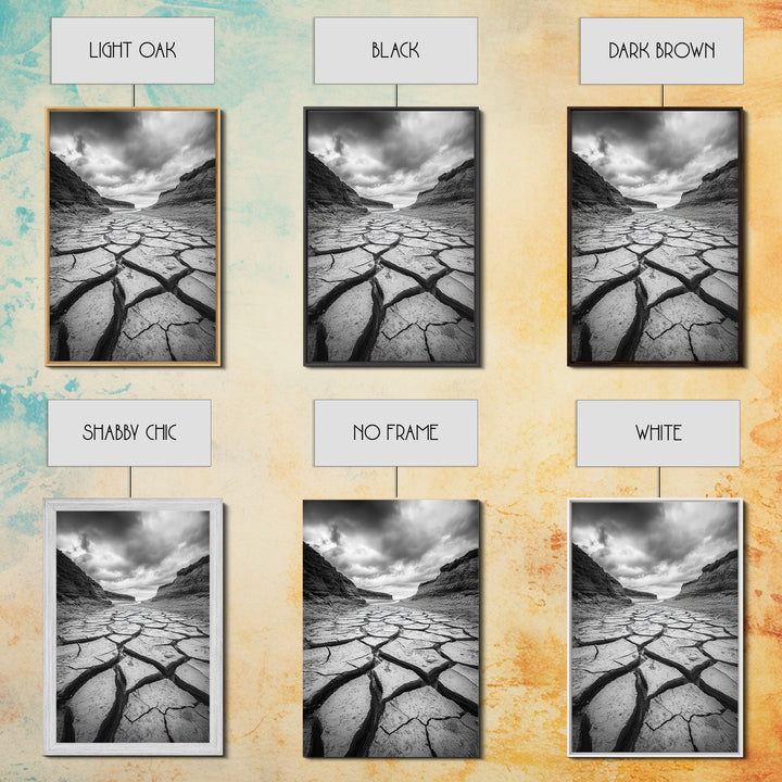 Cracked Earth, landscape painting, moody art, southwest wall art, wabi sabi art, extra wide art, framed canvas print, horizontal wall art