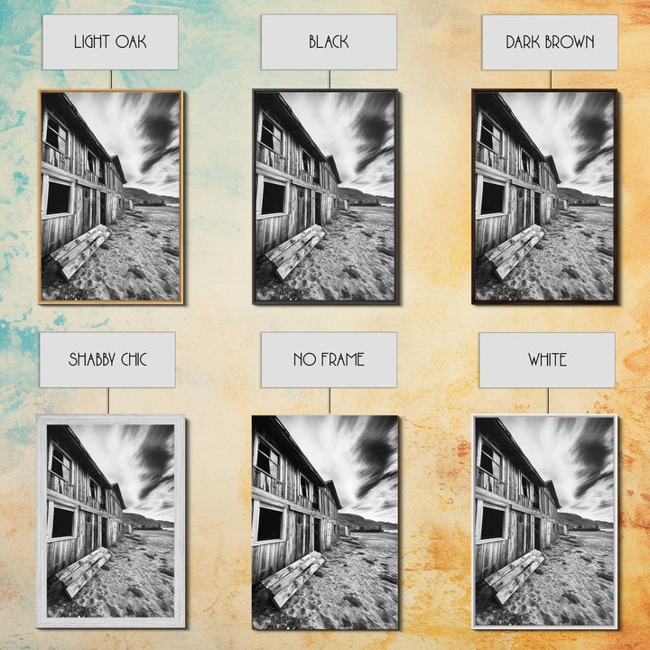 Rustic barn, farmhouse art, abandoned building, vintage Christmas, moody art, black and white wall art, wabi sabi wall art, framed canvas print