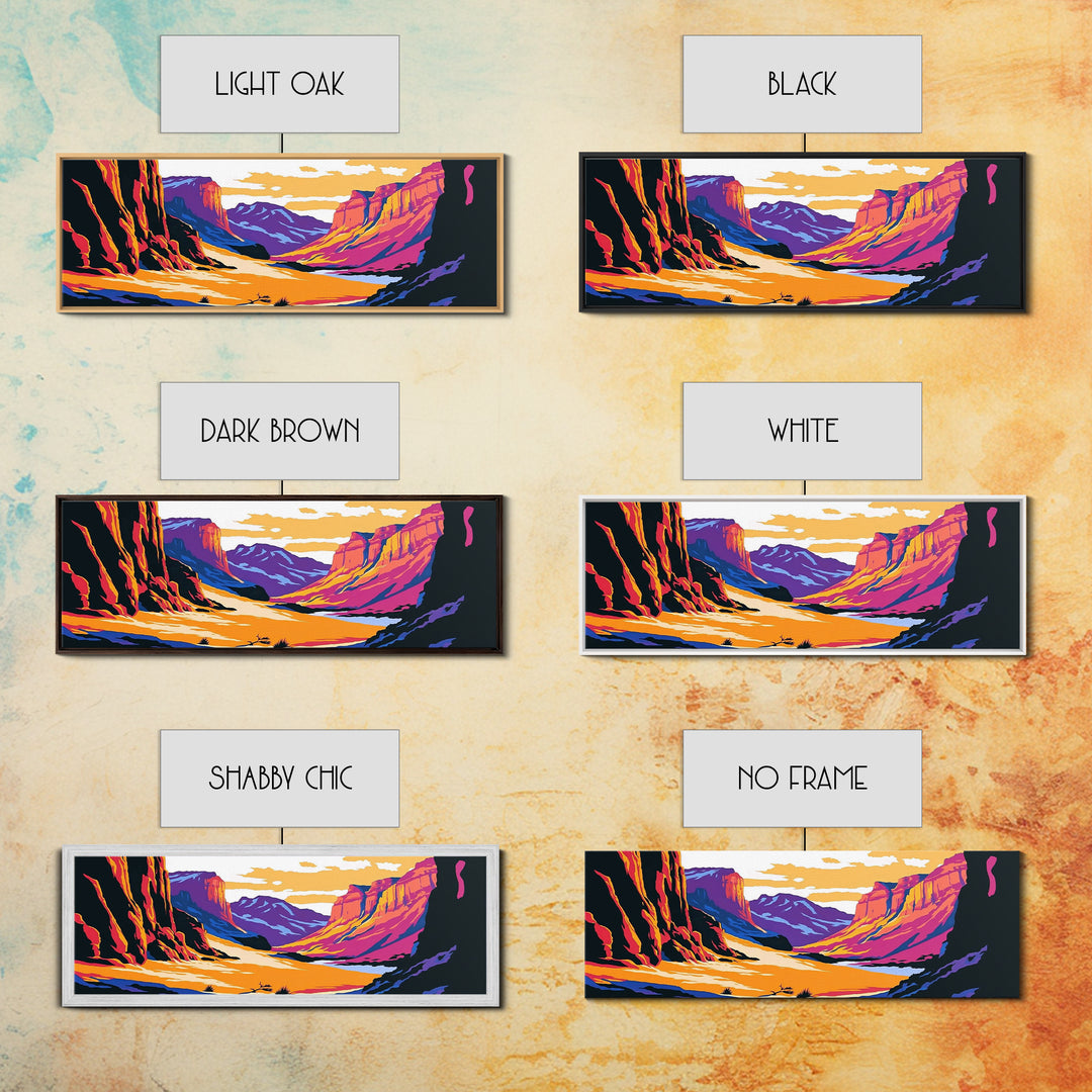 Canyon, mountain painting, pink orange wall art, southwest wall art, above couch art, panoramic art, Joshua tree art, Canvas Print