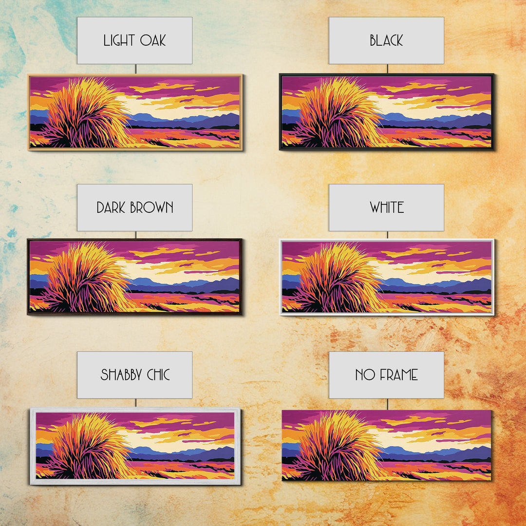 Southwest Desert Art, Joshua Tree Art, Pink Orange Wall Art, Sunset Painting, Abstract Art, Framed Canvas Print, Extra Wide Art