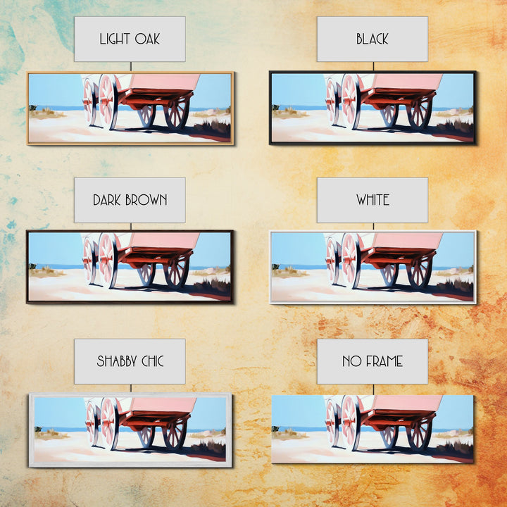 Desert Wagon, rustic western art, cowboy decor, boho wagon painting, farmhouse wall art, extra wide panoramic art, framed canvas print