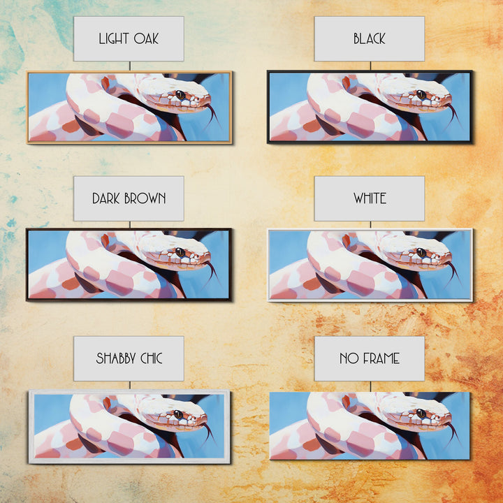 Albino Snake, reptile art, animal wall art, wildlife painting, moody wall art, extra wide art, rustic decor, framed canvas print